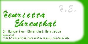 henrietta ehrenthal business card